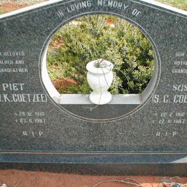COETZEE P.W.K. 1919-1987 &amp; S.C. 1912-1987
