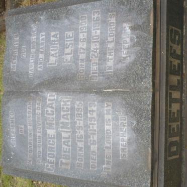 DEETLEFS George McCall Theal 1895-1949 &amp; Laura Elsie 1900-1963