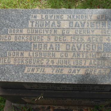 DAVISON Thomas -1926 &amp; Norah -1967