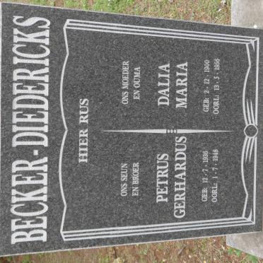 DIEDERICKS Dalia Maria 1900-1956 :: BECKER Petrus Gerhardus 1936-1948