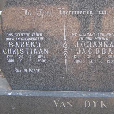 DYK Barend Christiaan, van 1891-1980 &amp; Johanna Jacoba 1899-1965
