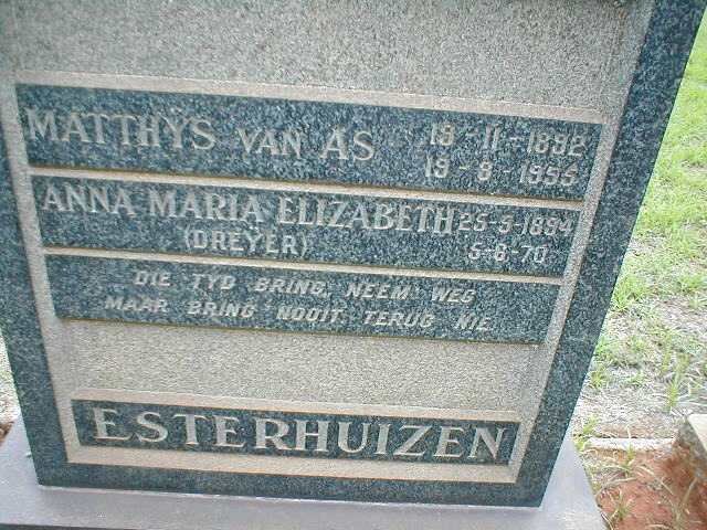 ESTERHUIZEN Matthys van As 1892-1955 &amp; Anna Maria Elizabeth DREYER 1894-1970