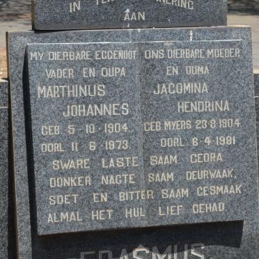 ERASMUS Marthinus Johannes 1904-1973 &amp; Jacomina Hendrina 1904-1981