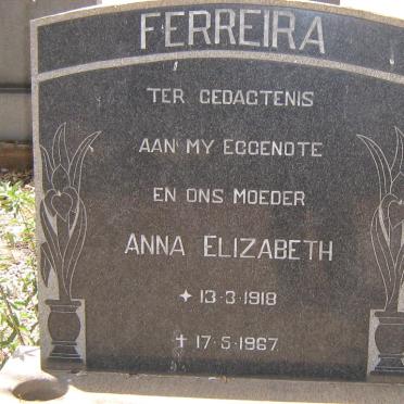 FERREIRA Anna Elizabeth 1918-1967