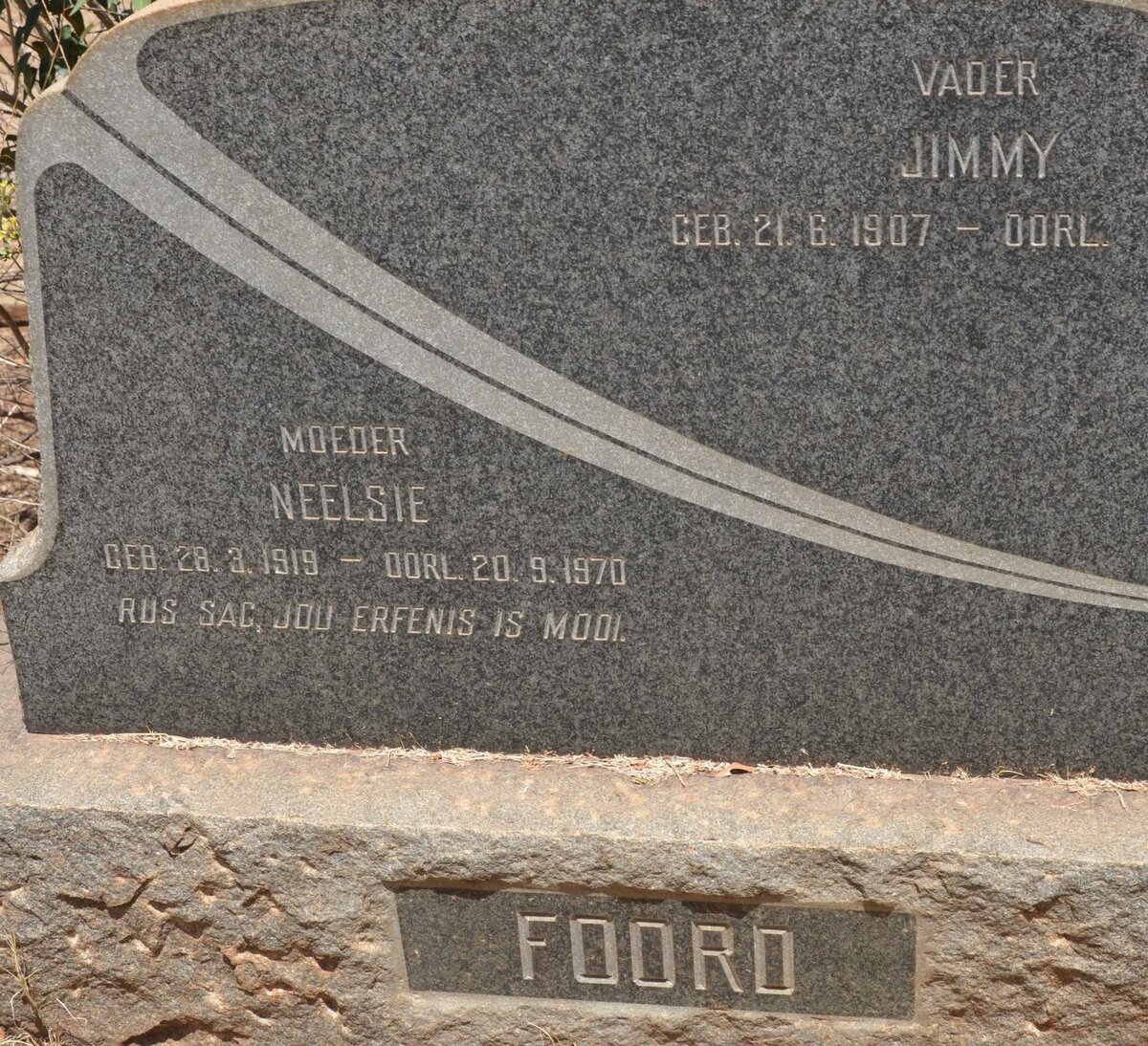 FOORD Jimmy 1907- &amp; Neelsie 1919-1970
