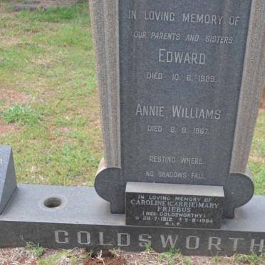 GOLDSWORTHY Edward -1929 &amp; Annie Williams -1967 :: GOLDSWORTHY Edith Thelma -1921 :: GOLDSWORTHY Bessie -1967