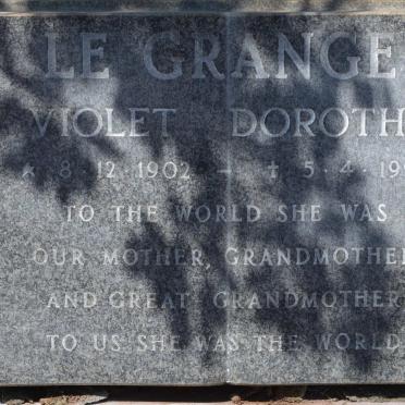 GRANGE Violet Dorothea, le 1902-1990