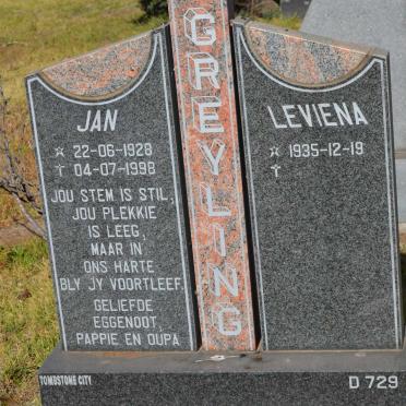 GREYLING Jan 1928-1998 &amp; Leviena 1935-