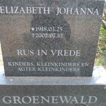 GROENEWALD Elizabeth Johanna 1918-2002
