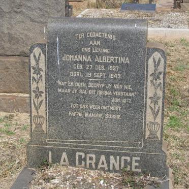 GRANGÉ Johanna Albertina, là 1927-1943