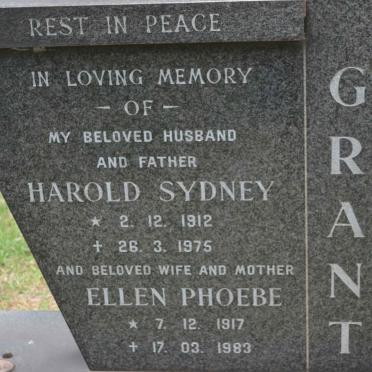 GRANT Harold Sydney 1912-1975 &amp; Ellen Phoebe 1917-1983