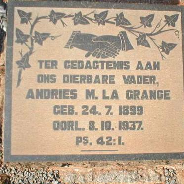 GRANGE Andries M., la 1899-1937