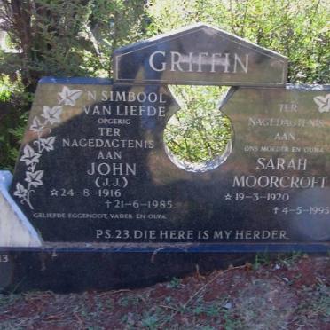 GRIFFIN J.J. 1916-1985 &amp; Sarah Moorcroft 1920-1995