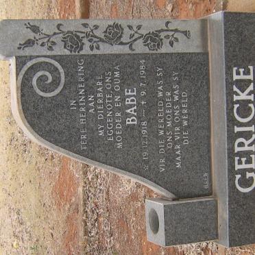 GERICKE Babe 1918-1984