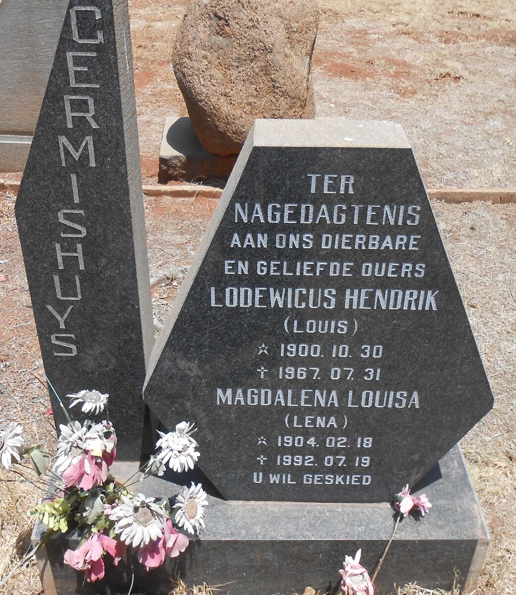 GERMISHUYS Lodewicus Hendrik 1900-1967 &amp; Magdalena Louisa 1904-1992