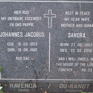 HAVENGA Johannes Jacobus 1923-1960 :: DU RANDT Sandra 1950-2006