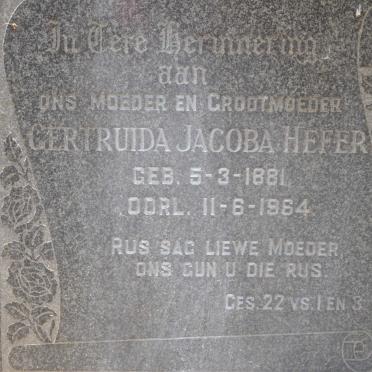 HEFER Gertruida Jacoba 1881-1964