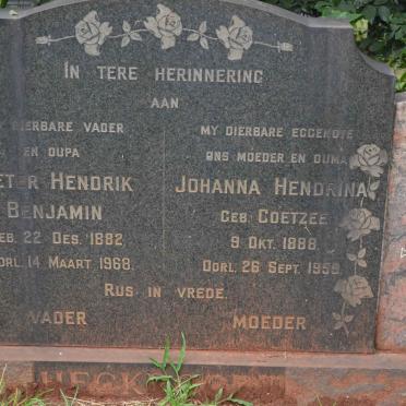 HECKROODT Pieter Hendrik Benjamin 1882-1968 &amp; Johanna Hendrina COETZEE 1888-1959 :: KRUGER Mara Christina HECKROODT 1931-201