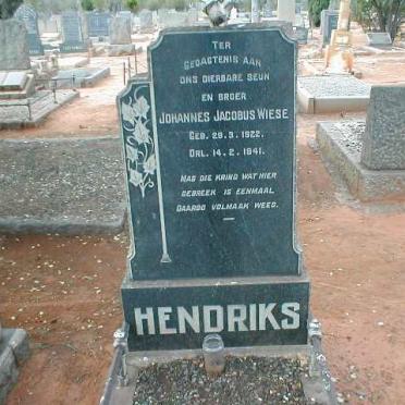 HENDRIKS Johannes Jacobus Wiese 1922-1941