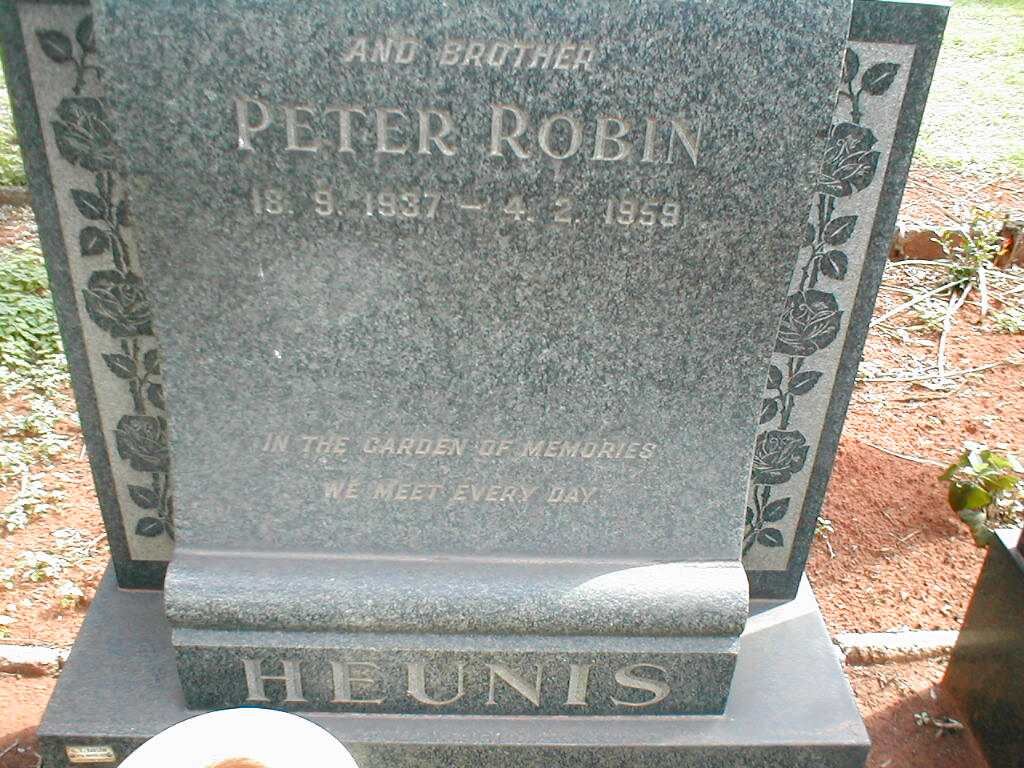 HEUNIS Peter Robin 1937-1959