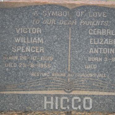 HIGGO Victor William Spencer 1889-1955 &amp; Gerbrechta Elizabetha Antoinetta 1898-