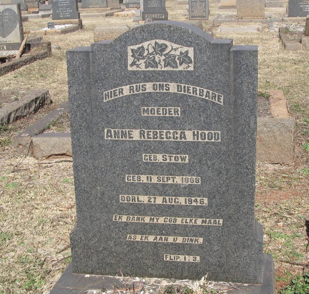 HOOD Anne Rebecca nee STOWE 1868-1946
