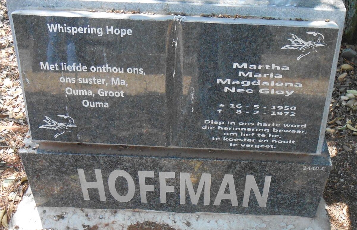HOFFMAN Martha Maria Magdalena nee GLOY 1950-1972