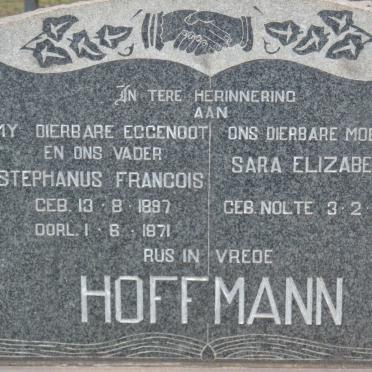 HOFFMANN Stephanus Francois 1897-1871 &amp; Sara Elizabeth NOLTE 1900-