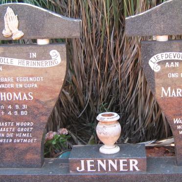 JENNER Thomas 1931-1980 &amp; Maria Susanna 1938-2014