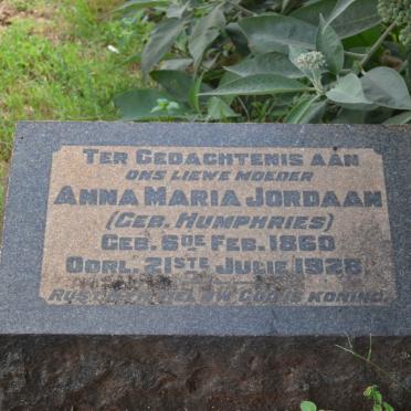 JORDAAN Anna Maria nee HUMPHRIES 1860-1928