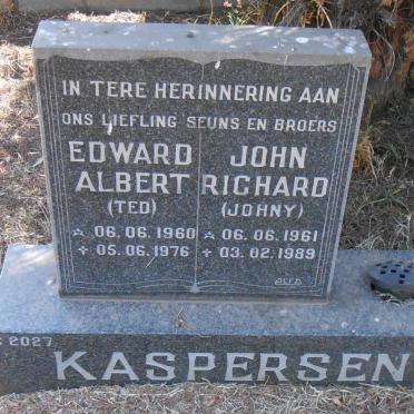 KASPERSEN Edward Albert 1960-1976 :: KASPERSEN John Richard 1961-1989