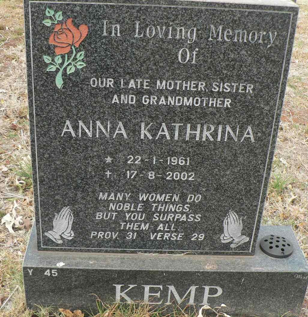 KEMP Anna Kathrina 1961-2001