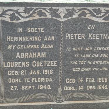 KEETMAN Pieter 1906-1945 :: COETZEE Abraham Lourens 1916-1940