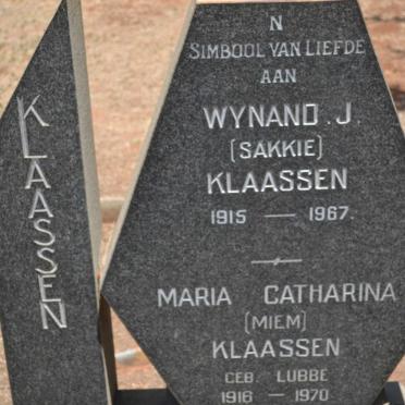 KLAASSEN Wynand J. 1915-1967 &amp; Maria Catharina LUBBE 1916-1970