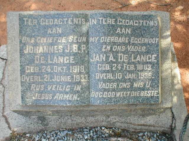 LANGE Jan A., de 1883-1936 :: DE LANGE Johannes J.B.P. 1918-1933