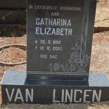 LINGEN Catharina Elizabeth, van 1922-2003