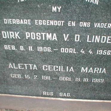 LINDE Dirk Postma, v. d. 1906-1956 &amp; Aletta Cecilia Maria 1911-1989