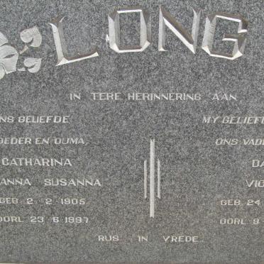 LONG David Victor 1895-1984 &amp; Catharina Johanna Susanna 1905-1997
