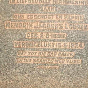 LOURENS Hendrik Jacobus 1899-1934