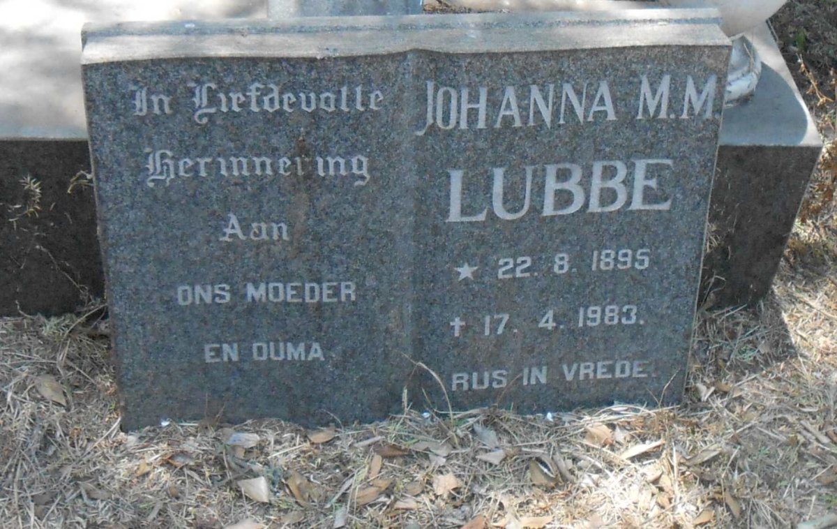 LUBBE Johanna M.M. 1895-1983