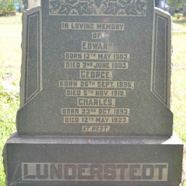 LUNDERSTEDT Charles 1893-1923 :: LUNDERSTEDT George 1895-1918 :: LUNDERSTEDT Edward 1903-1903