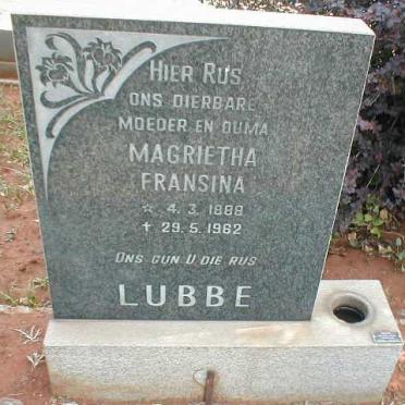 LUBBE Magrietha Fransina 1888-1962