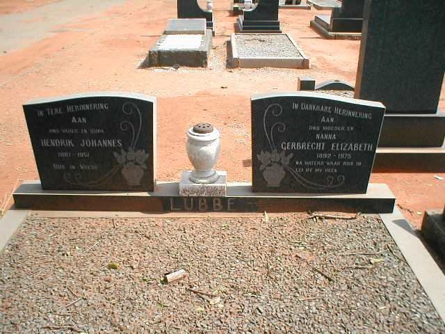 LUBBE Hendrik Johannes 1887-1951 &amp; Gerbrecht Elizabeth 1892-1975