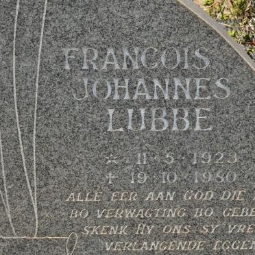 LUBBE Francois Johannes 1923-1980