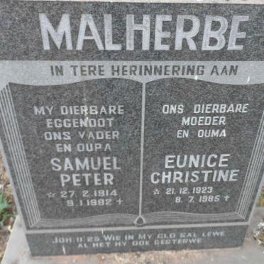 MALHERBE Samuel Peter 1914-1982 &amp; Eunice Christine 1923-1985