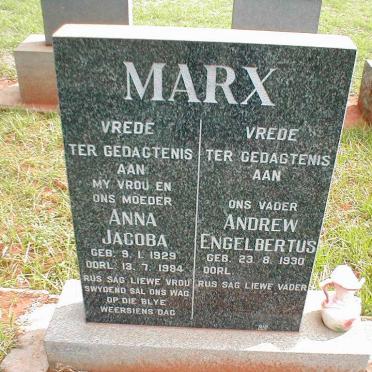 MARX Andrew Engelbertus 1930- &amp; Anna Jacoba 1929-1984