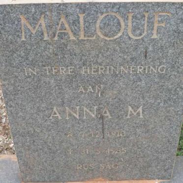 MALOUF Anna M. 1910-1985