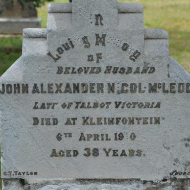 McLEOD John Alexander Nicol -1910