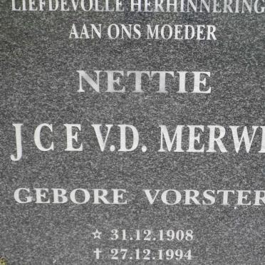 MERWE J.C.E., v.d. nee VORSTER 1908-1994