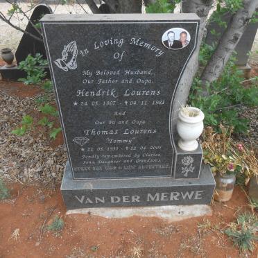 MERWE Hendrik Lourens, van der 1907-1981 :: VAN DER MERWE Thomas Lourens 1933-2005